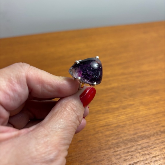 Purple Lodolite 925 Sterling Silver Ring - Picture 14 of 15